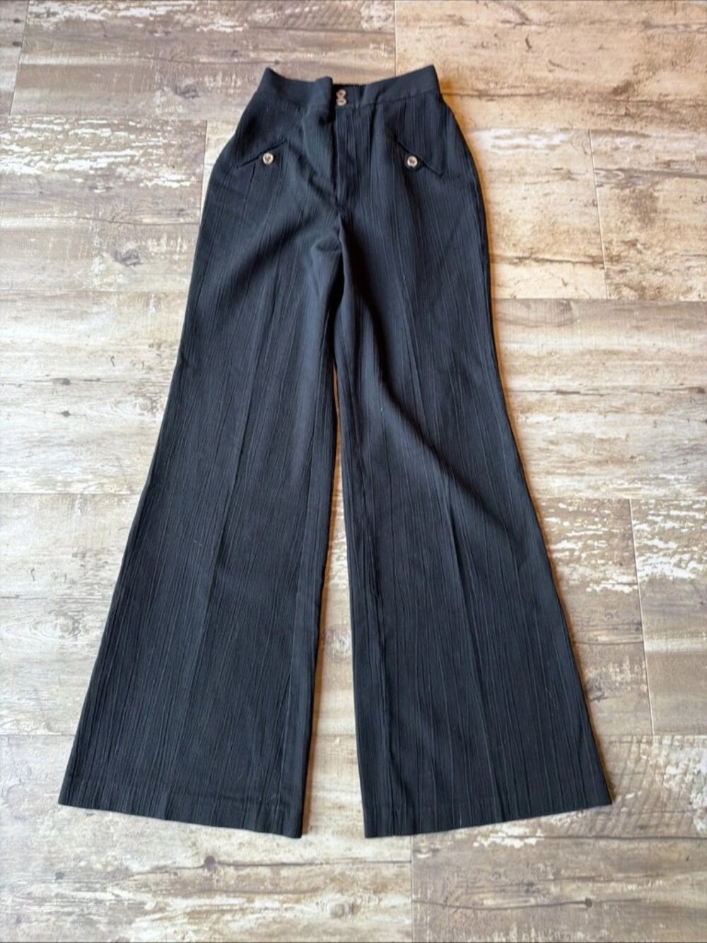 VTG J.C. PENNEY Black Wide Leg Pants Textured Flare Women’s 11